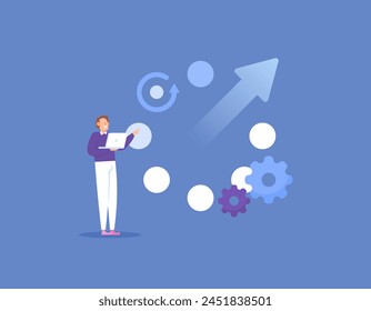 automatically updates. update the system or software automatically. process and development. developers or users update the operating system version to the latest version. illustration concept design