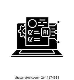Automation administrative processes educational institutions black flat icon for digital and print projects.  Minimal clean icons for apps and websites. Modern simple icons for UI UX and branding
