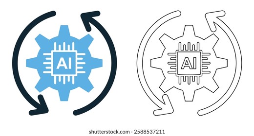 automation AI icon vector with a modern and tech inspired design. Perfect for AI, robotics, machine learning, workflow optimization, data processing, and smart technology