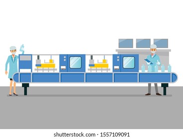 Automation belt machine in smart factory industrial. vector illustration