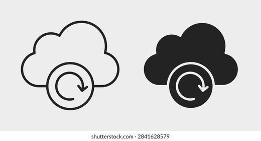 Automation cloud platform icon representing cloud-based workflow automation, connected digital services, and automated business processes. Clean outline and filled vector symbol suitable for cloud computing, software automation, enterprise platforms, and digital workflows.