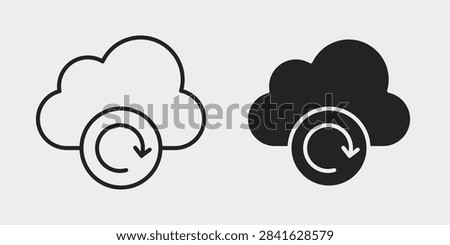 Automation cloud platform icon representing cloud-based workflow automation, connected digital services, and automated business processes. Clean outline and filled vector symbol suitable for cloud computing, software automation, enterprise platforms, and digital workflows.
