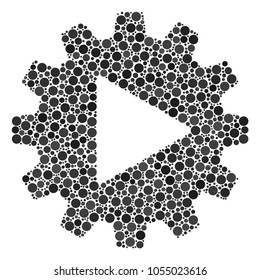 Automation composition of dots in various sizes and color tinges. Dots are organized into automation vector mosaic. Vector illustration.