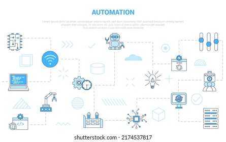 automation concept with icon set template banner with modern blue color style