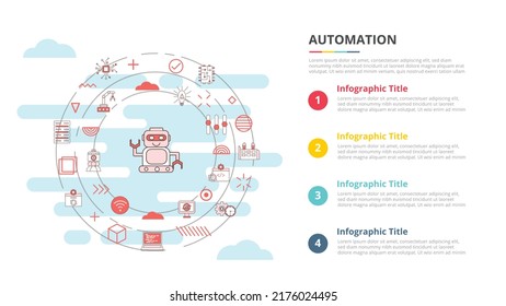 automation concept for infographic template banner with four point list information