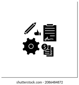 Automation Contract Management Glyph Icon. Streamline Admin Tasks. Reduce Business Overheads. Online Documentation. Business Automation.Filled Flat Sign. Isolated Silhouette Vector Illustration