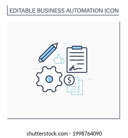 Automation Contract Management Line Icon. Streamline Admin Tasks. Reduce Businesses Overheads. Online Documentation. Business Automation Concept.Isolated Vector Illustration.Editable Stroke