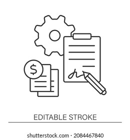 Automation Contract Management Line Icon. Contract. Notarized Documents. Business Automation Concept.Isolated Vector Illustration.Editable Stroke