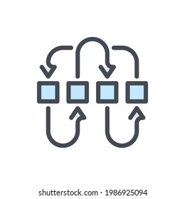 Automation and development structure color line icon. Algorithm and process vector outline colorful sign.