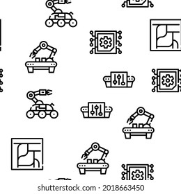 Automation Engineer Vector Seamless Pattern Thin Line Illustration