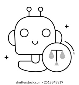 Automação e Ética AI Vetor Icon Design, robô ética, inteligência artificial, ética robótica, segurança robótica, regulação da IA