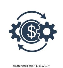 Automation of financial transactions. Vector icon isolated on white background.