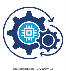 Estilo de ícone azul plano de automação