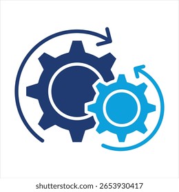 Ilustración vectorial de icono azul plano de automatización