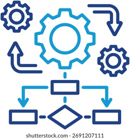 Automatisierungsablauf Einfaches und übersichtliches Vektorsymbol zur Veranschaulichung einer wesentlichen Idee oder Funktion