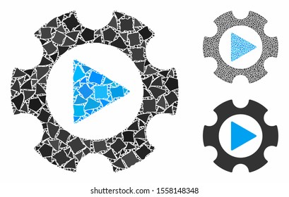 Automation gear composition of tuberous elements in different sizes and color tones, based on automation gear icon. Vector humpy elements are united into collage.