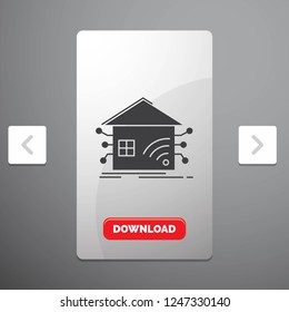 Automation, home, house, smart, network Glyph Icon in Carousal Pagination Slider Design & Red Download Button