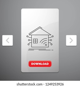 Automation, home, house, smart, network Line Icon in Carousal Pagination Slider Design & Red Download Button