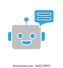 Ícone Automação. Símbolo do AI Chatbot. Robot face and chat bubble. retrata tecnologia, futuro, inteligência artificial. Estilo de design plano