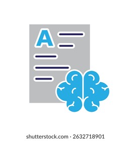 Ícone Automação. AI Símbolo de análise de dados. Dados com o cérebro. descreve a tecnologia, o futuro, a inteligência artificial. Estilo de design plano