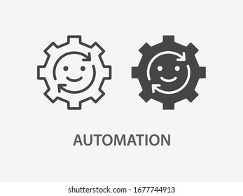 Icono de automatización. Ilustración vectorial negra aislada en blanco.