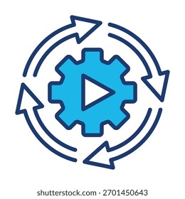 Automatisierungssymbol in blau monochrome flache Design, Vektorgrafik