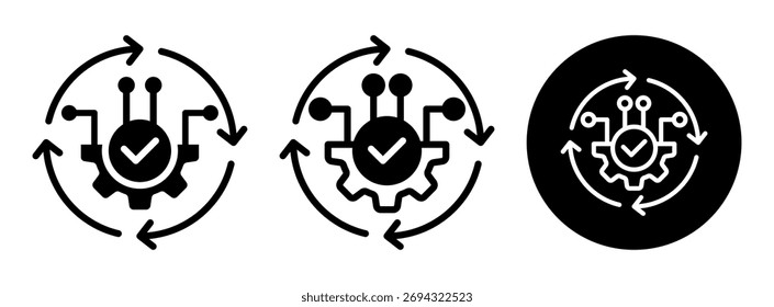 Glifo de coleção de ícones de automação e ilustração de vetor misto