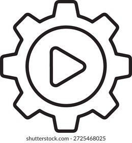 Automationssymbol Zahnradabspielknopf-Symbol einzeln auf weißem Hintergrund