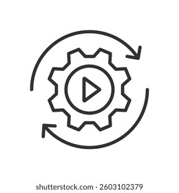 Automation, icon in line design. Automation, robotic process, AI, workflow, efficiency, smart system, industry 4.0 on white background vector. Automation, icon in line design, editable stroke icon