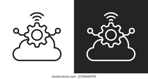 Icono De Automatización En Versión En Línea Sobre Fondo Blanco Y Negro