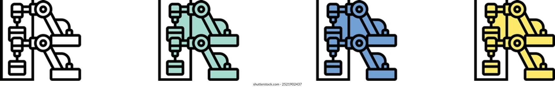 automation icon. Outline, Green, Blue and Yellow Style Design Isolated On White Background