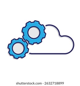 Automation icon. Automation Process symbol. gear with cloud. depicts technology, future, artificial intelligence. Mixed design style