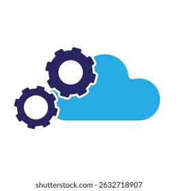 Ícone Automação. Símbolo de processo de automação. engrenagem com nuvem. representa tecnologia, futuro, inteligência artificial. Estilo de design plano