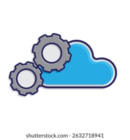 Automatisierungssymbol. Symbol Automatisierungsprozess. Ausrüstung mit Wolken. zeigt Technologie, Zukunft, künstliche Intelligenz. isometrisches Design