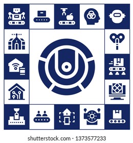 automation icon set. 17 filled automation icons.  Simple modern icons about  - Robot, Domotics, Smart home, Automaton, Conveyor, Artificial intelligence, Mechanical arm, Intelligence