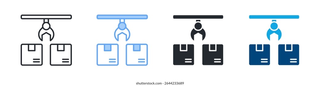 Conjunto de iconos de automatización de varios estilos. Diseño En Contorno, Azul, Glifo, Doble Tono