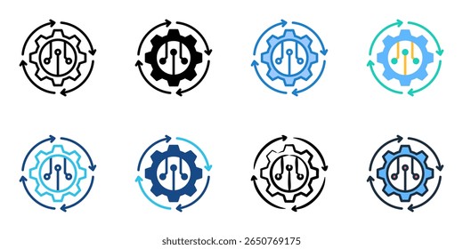 Conjunto de iconos de automatización colección de estilos múltiples 

