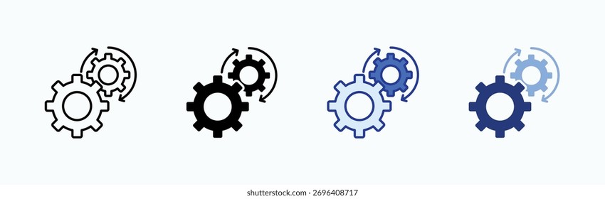 Vetor isolado da coleção de vários estilos da folha de ícones de automação