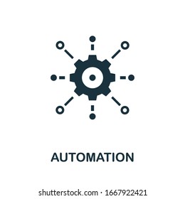 Icono de automatización. Elemento simple de la recopilación de interrupciones del negocio. Icono de automatización rellenada para plantillas, infografías y más.