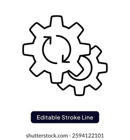 Automation Icon for Smart Workflow and AI Efficiency. Outline icon