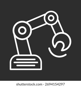 Vector de iconos de automatización en fondo negro, brazo robótico: proceso robótico, flujo de trabajo de IA y concepto de Tecnología de Industriales