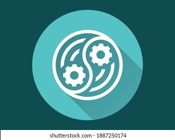 Automation icon. Vector illustration with long shadow.