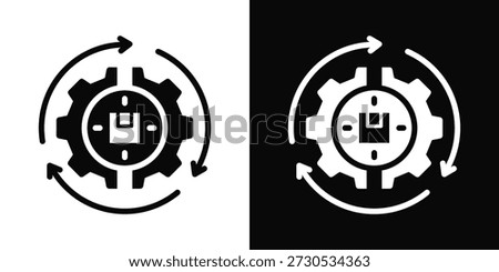 Automation Icon White And Black Background Style