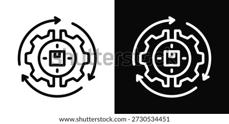 Automation Icon White And Black Background Style
