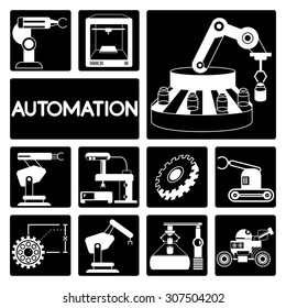 automation icons set, robotic technology icons