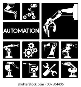 automation icons set, robotic technology icons