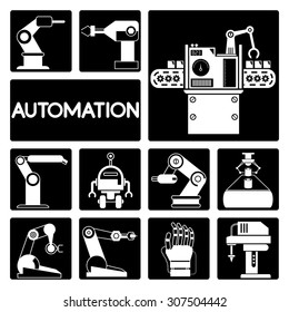 automation icons set, robotic technology icons