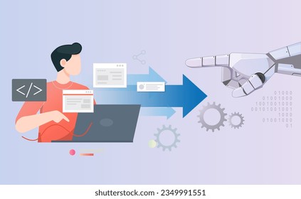 Impacto de la automatización en el proceso de desarrollo de software - Ilustración como archivo EPS 10