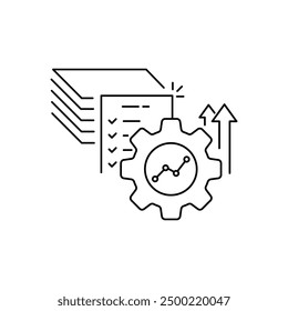 automation or implement icon with thin line gear. concept of assessment efficacy control and automate productive symbol. outline trend ai asset or kpi