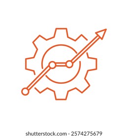 automation or implement icon with thin line gear. concept of assessment efficacy control and automate productive symbol. outline trend asset or